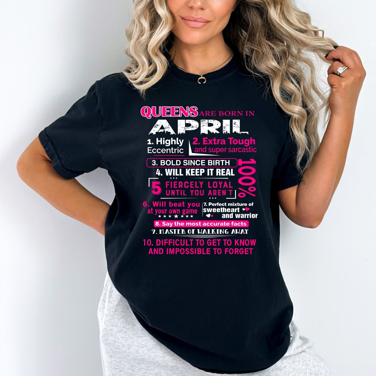 10 Reasons Queens Are Born in April - Birthday Bash Shirt - Bliss Birthday Shirts - Small - Black