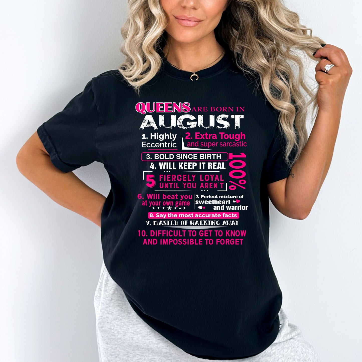 10 Reasons Queens Are Born in August - Birthday Shirt - Bliss Birthday Shirts - Small - Black