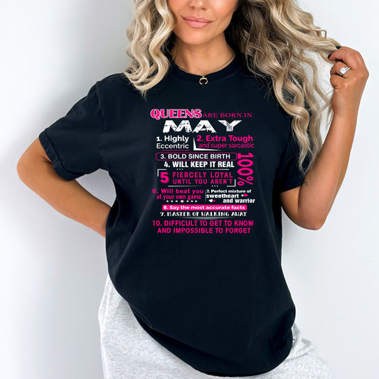 10 Reasons Queens Are Born in May - Birthday Shirt - Bliss Birthday Shirts - Small - Black