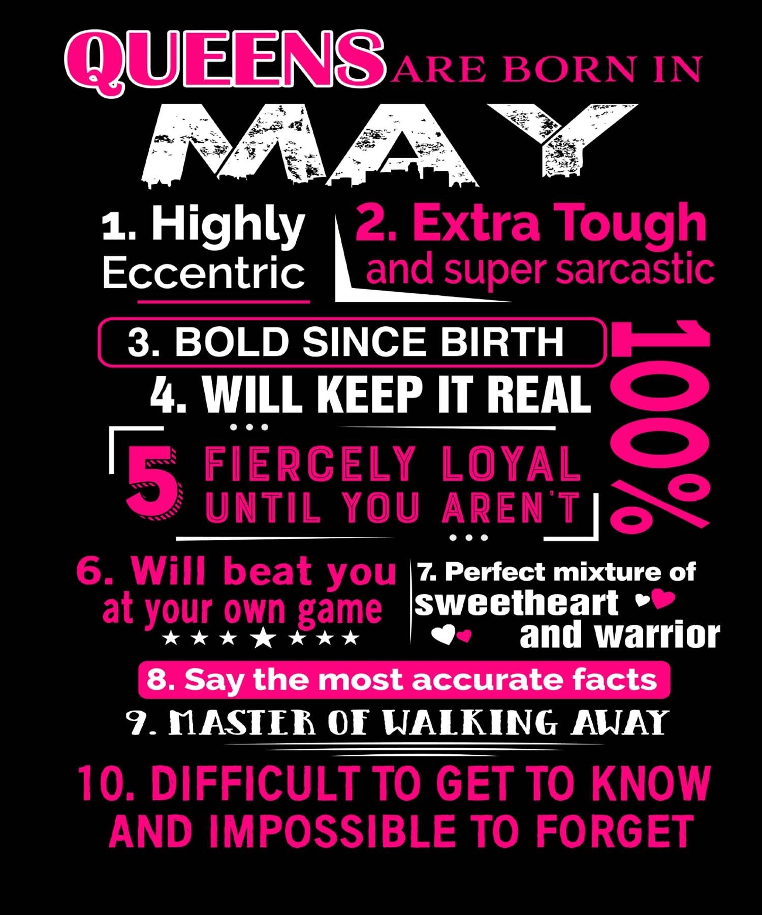 10 Reasons Queens Are Born in May - Birthday Shirt - Bliss Birthday Shirts - Small - Black