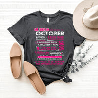 10 Reasons Queens Are Born in October - Birthday Shirt - Bliss Birthday Shirts - Heather Dark Grey - Small