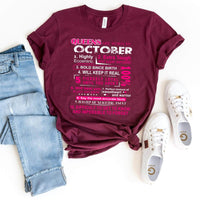 10 Reasons Queens Are Born in October - Birthday Shirt - Bliss Birthday Shirts - Maroon - Small