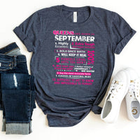 10 Reasons Queens Are Born in September - Birthday Shirt - Bliss Birthday Shirts - Heather Navy - S