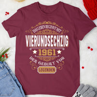 1961 Der Geburt Von Legenden - 2025 design DE - Bliss Birthday Shirts - Maroon - S