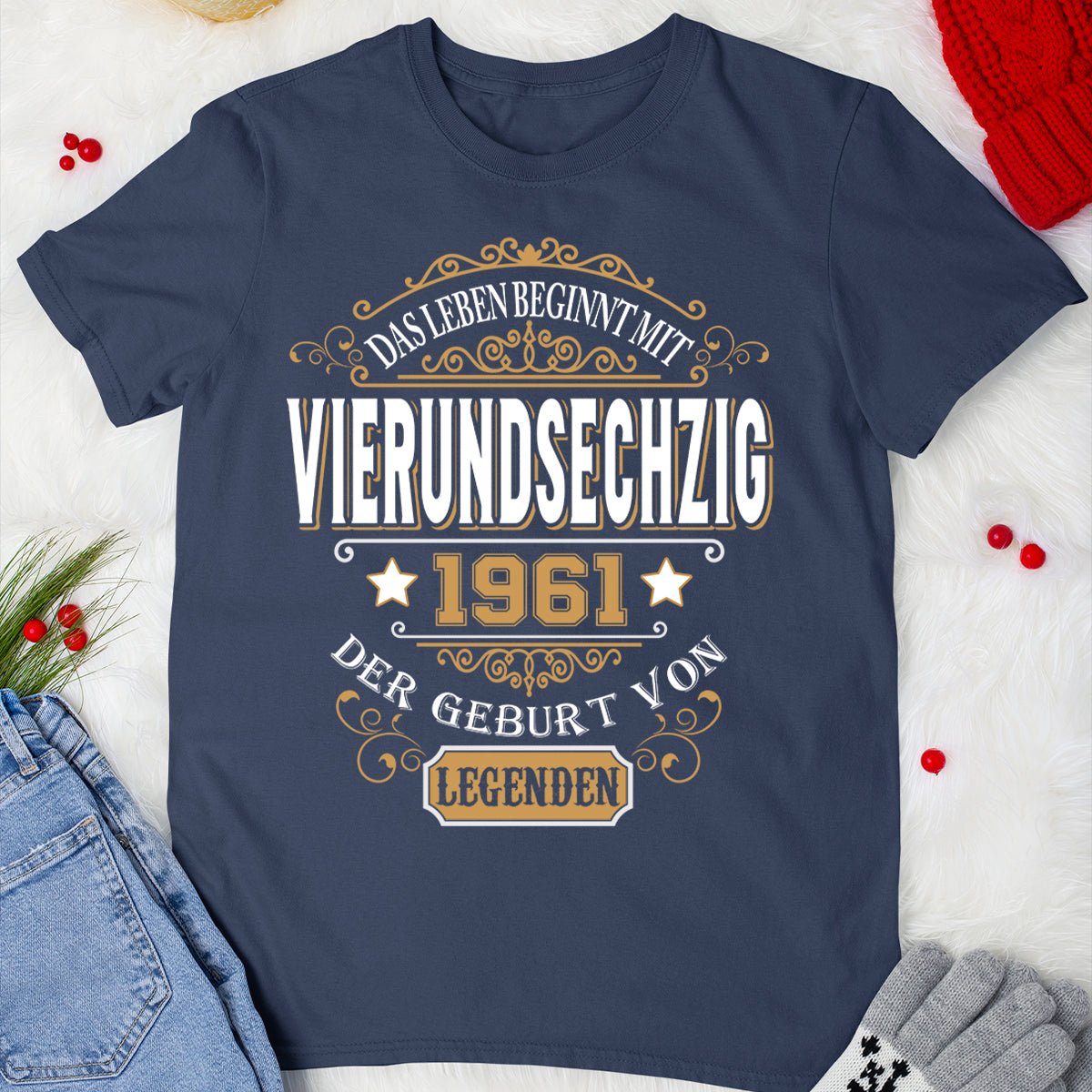 1961 Der Geburt Von Legenden - 2025 design DE - Bliss Birthday Shirts - Navy - S