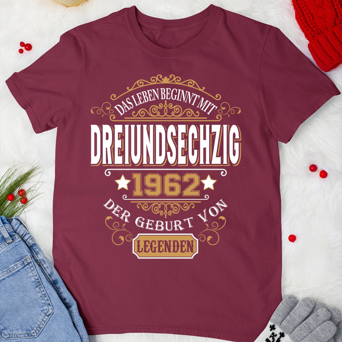 1962 Der Geburt Von Legenden - 2025 design DE - Bliss Birthday Shirts - Maroon - S