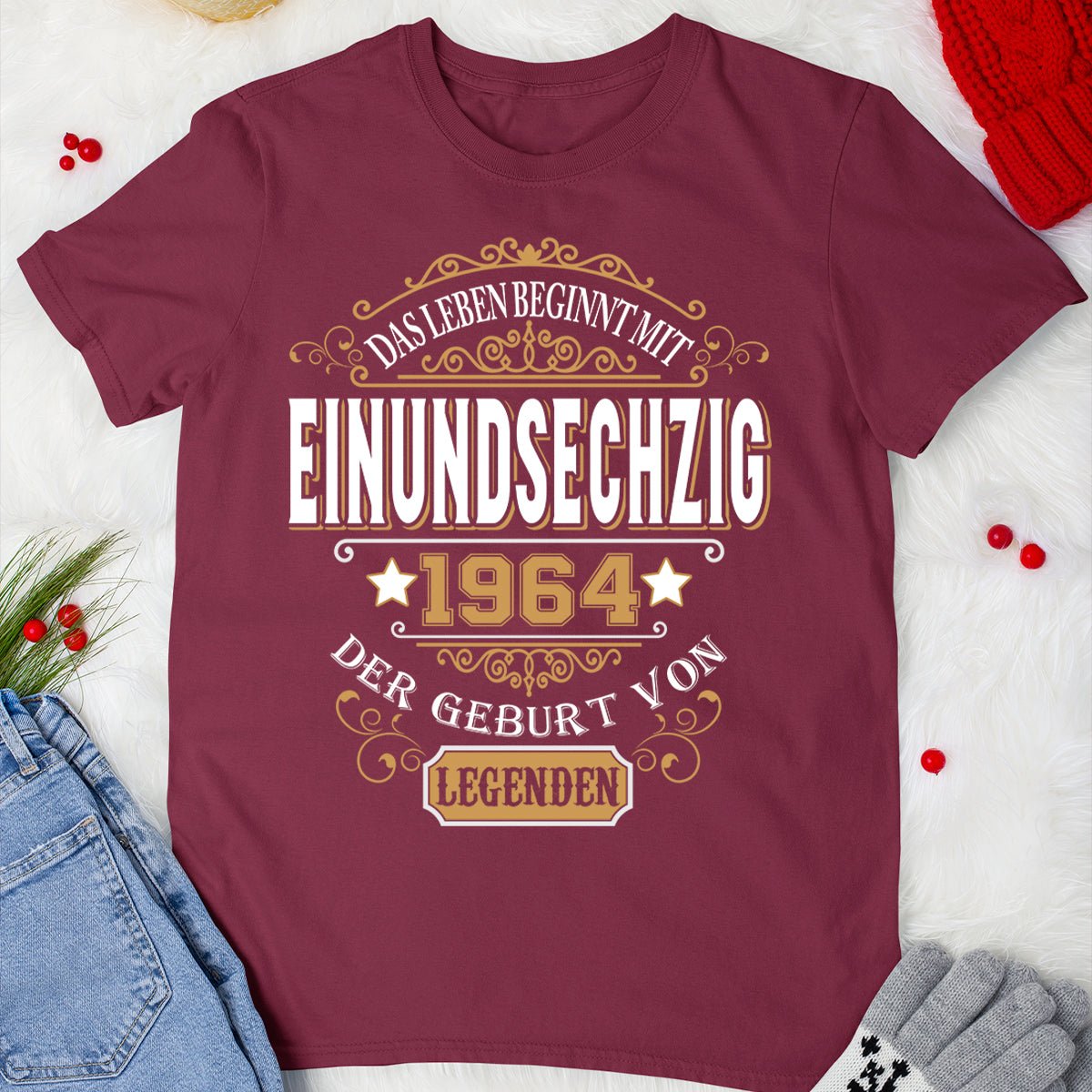 1964 Der Geburt Von Legenden - 2025 design DE - Bliss Birthday Shirts - Maroon - S