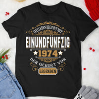 1974 Der Geburt Von Legenden - 2025 design DE - Bliss Birthday Shirts - Black - S