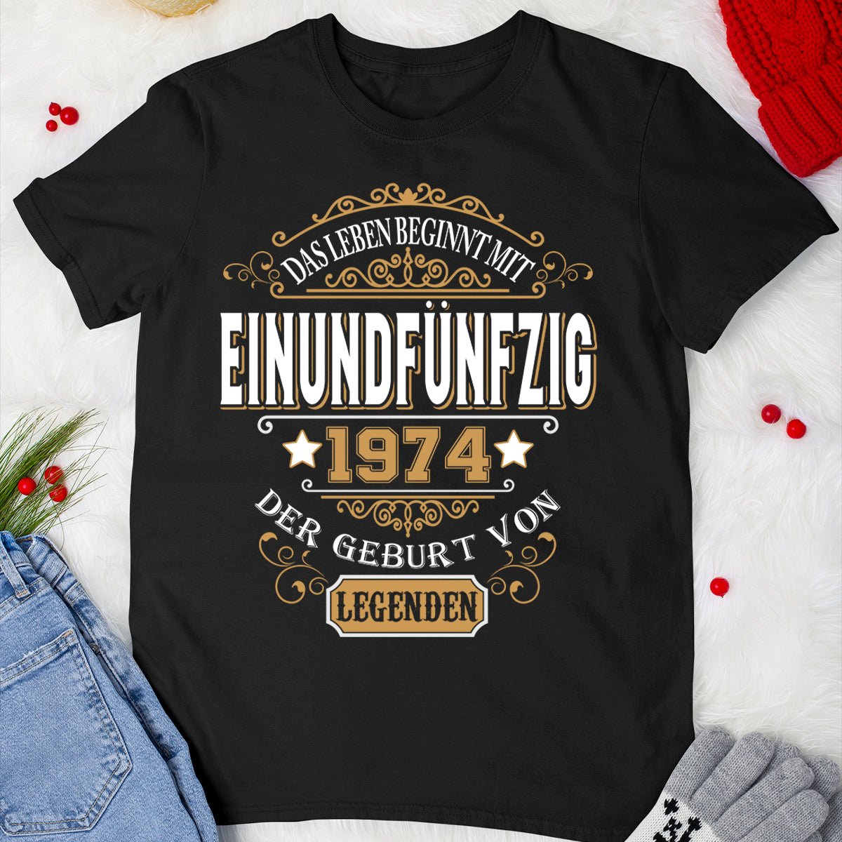 1974 Der Geburt Von Legenden - 2025 design DE - Bliss Birthday Shirts - Black - S