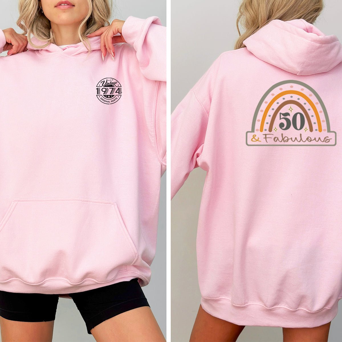 50 & Fabulous 50th Birthday Shirt Hoodie – Celebrate in Style - Bliss Birthday Shirts - Pink - S