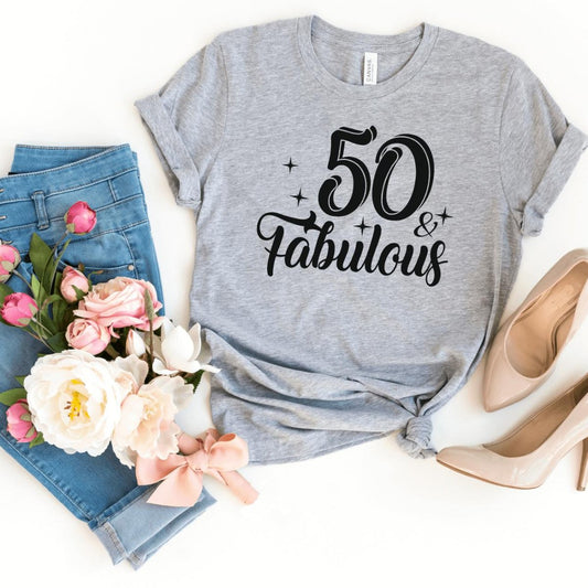 50 & Fabulous Birthday Shirt - Custom T - Shirt - Bliss Birthday Shirts - S - Athletic Heather