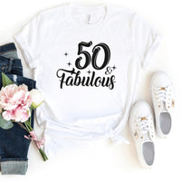 50 & Fabulous Birthday Shirt - Custom T - Shirt - Bliss Birthday Shirts - S - White