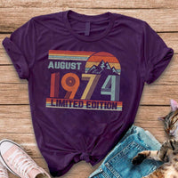 50th - August Birthday Custom Retro Shirt - Bliss Birthday Shirts - S - Purple