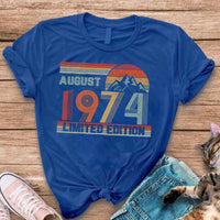 50th - August Birthday Custom Retro Shirt - Bliss Birthday Shirts - S - Royal Blue