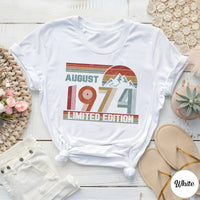 50th - August Birthday Custom Retro Shirt - Bliss Birthday Shirts - S - White