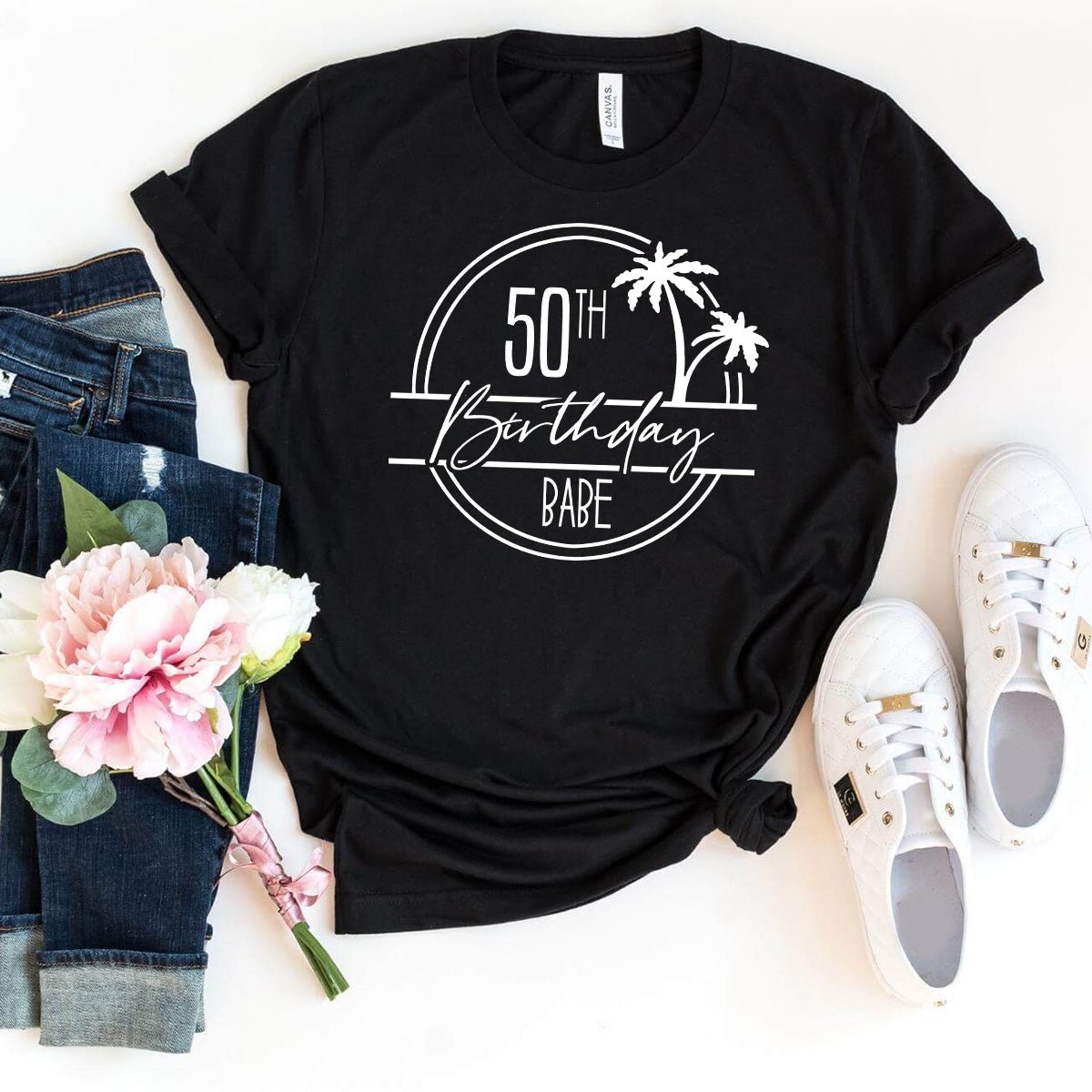 50th Birthday Babe Premium T-Shirt - Celebrate 50 in Style - Bliss Birthday Shirts - Black - S