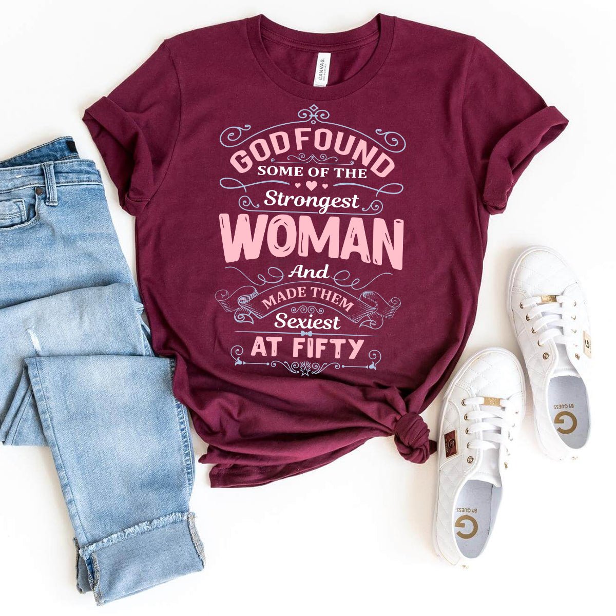 50th Birthday Shirt for Confident Women - Elegant and Bold Celebration Apparel - Bliss Birthday Shirts - Maroon - S