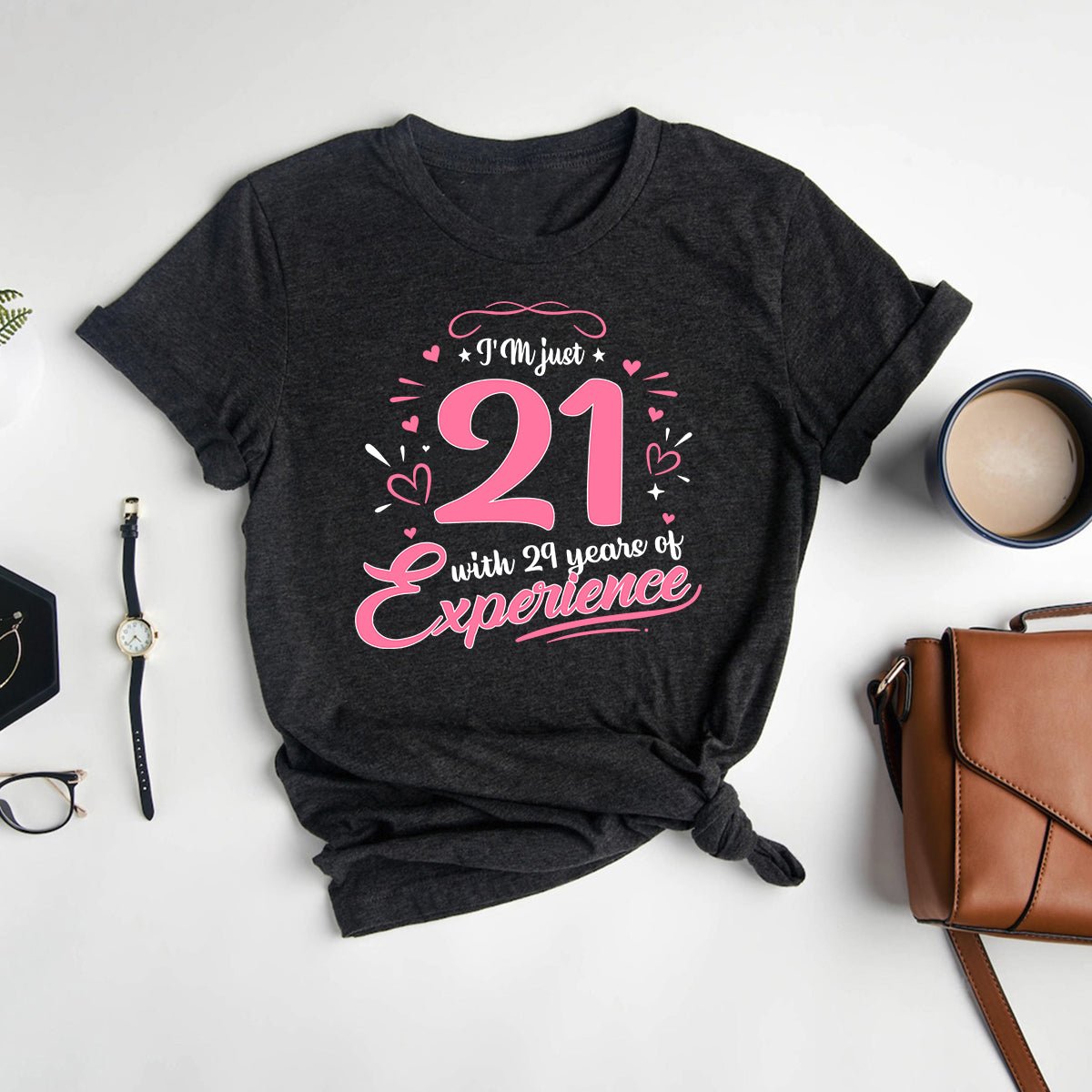 50th Birthday Shirt - I'm 21 with 29 Years of Experience Premium T Shirt - Bliss Birthday Shirts - Heather Dark Grey - S