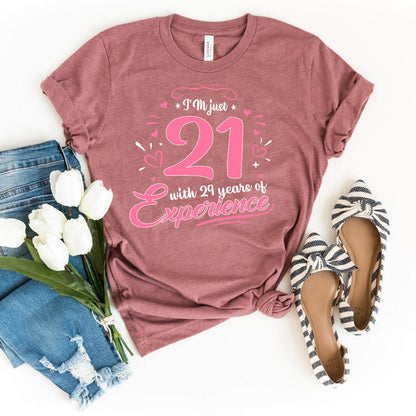 50th Birthday Shirt - I'm 21 with 29 Years of Experience Premium T Shirt - Bliss Birthday Shirts - Heather Mauve - S