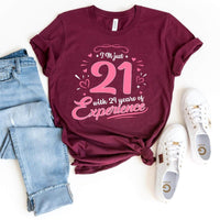 50th Birthday Shirt - I'm 21 with 29 Years of Experience Premium T Shirt - Bliss Birthday Shirts - Maroon - S