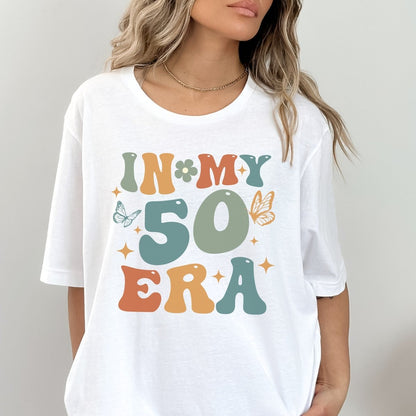 50th Birthday Shirt - In My 50 Era - Milestone Celebration - Bliss Birthday Shirts - Tshirt - S - White