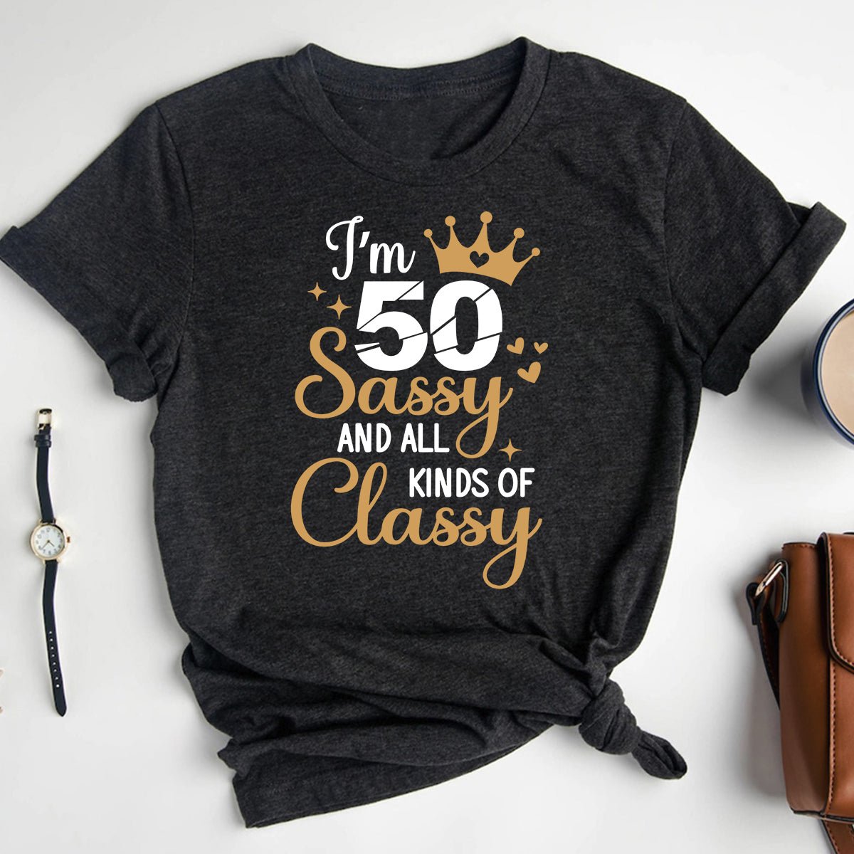 50th Birthday Shirt - Sassy and Classy Birthday Tee for Women - Bliss Birthday Shirts - Heather Dark Grey - S