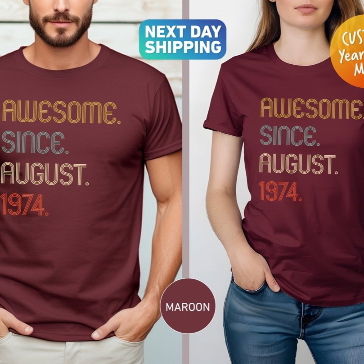 50th Birthday Shirts for Her - Celebrate in Style - Bliss Birthday Shirts - S - Maroon