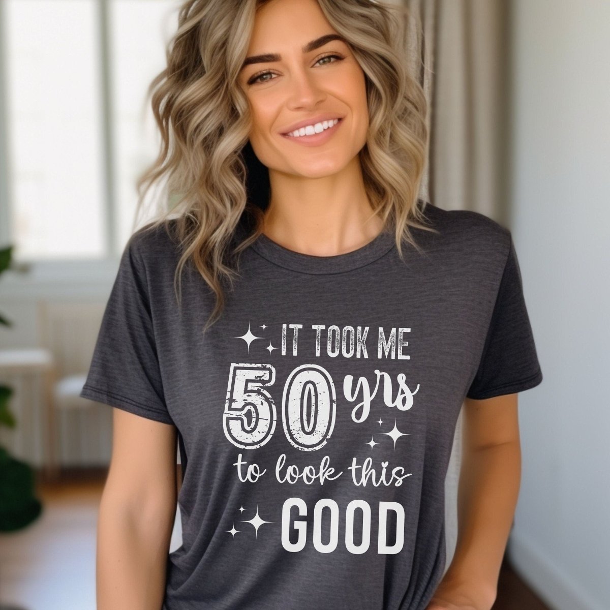 50th Birthday T - Shirt - Funny Design - Took Me 50 Years to Look This Good - Bliss Birthday Shirts - S - Deep Heather