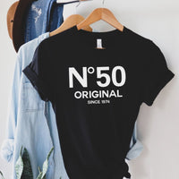 50th Birthday T - Shirt - No. 50 Design - Celebrate in Style - Bliss Birthday Shirts - S - Black