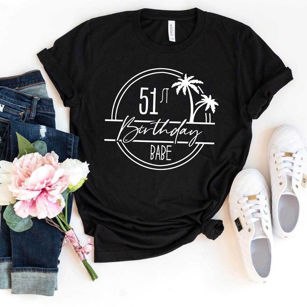 51st Birthday Babe Premium T-Shirt - Celebrate 51 in Style - Bliss Birthday Shirts - Black - S