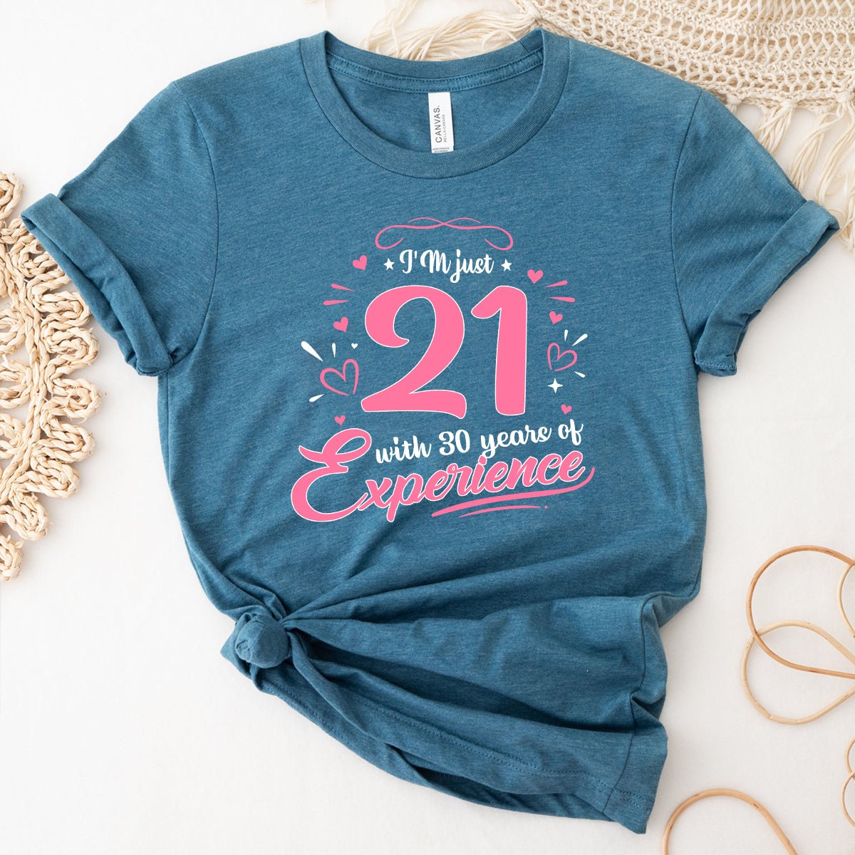 51st Birthday Shirt - I'm 21 with 30 Years of Experience Premium T Shirt - Bliss Birthday Shirts - Heather Deep Teal - S