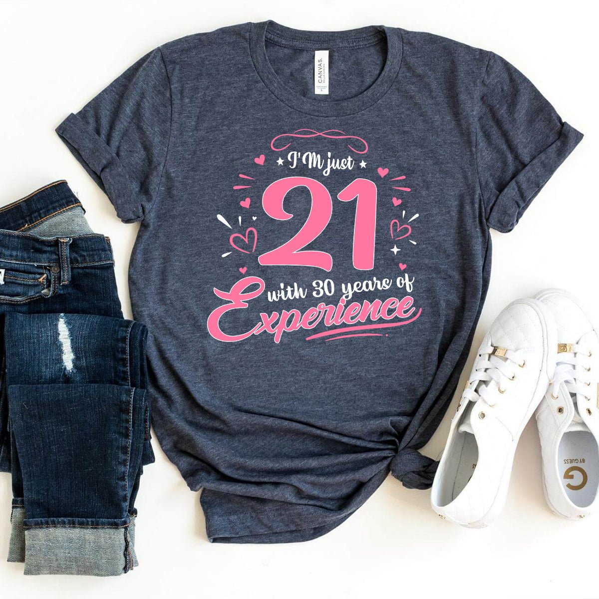 51st Birthday Shirt - I'm 21 with 30 Years of Experience Premium T Shirt - Bliss Birthday Shirts - Heather Navy - S