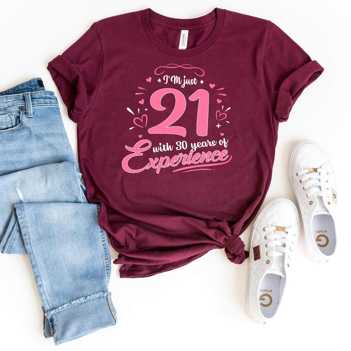 51st Birthday Shirt - I'm 21 with 30 Years of Experience Premium T Shirt - Bliss Birthday Shirts - Maroon - S