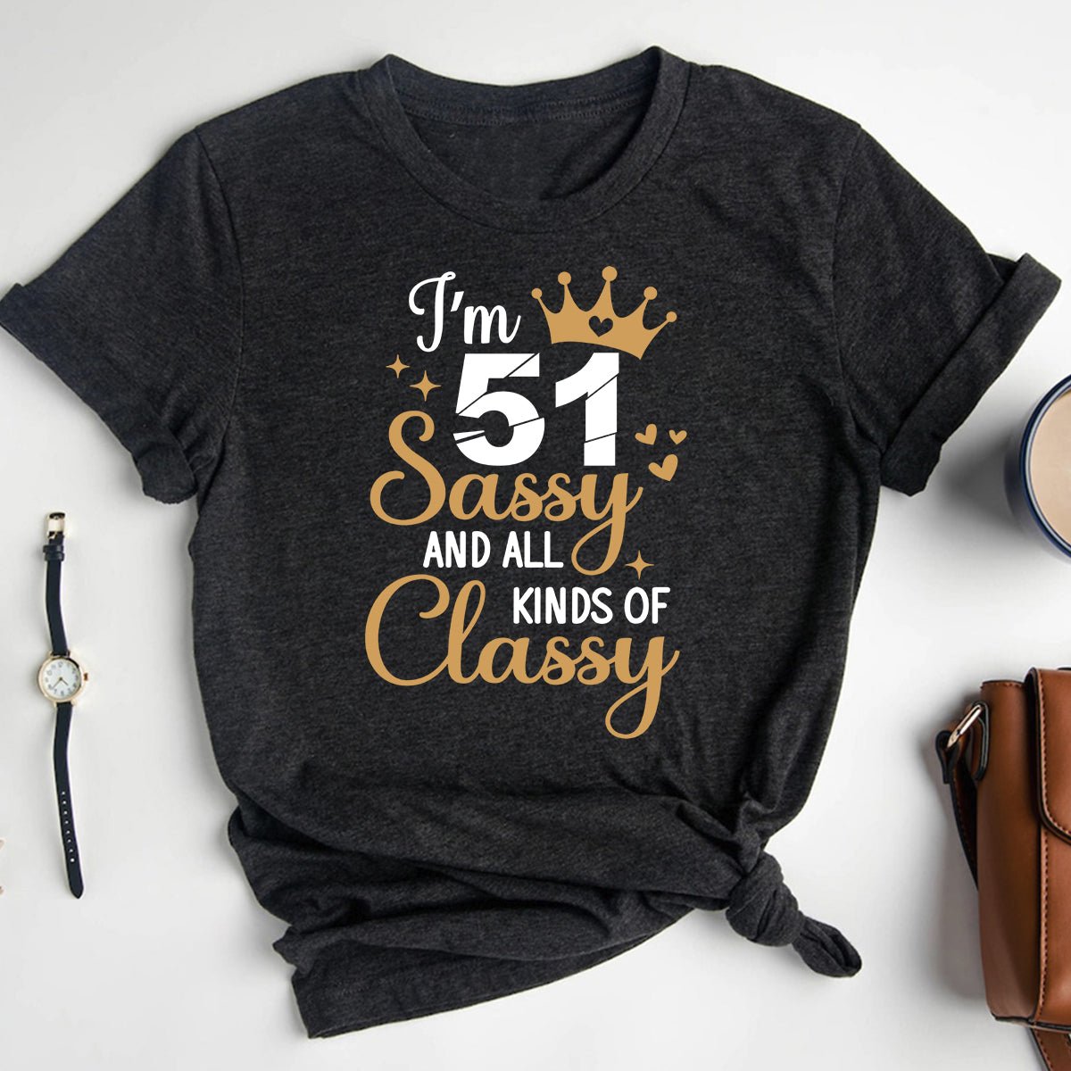 51st Birthday Shirt - Stylish Sassy Birthday Tee for Women - Bliss Birthday Shirts - Heather Dark Grey - S