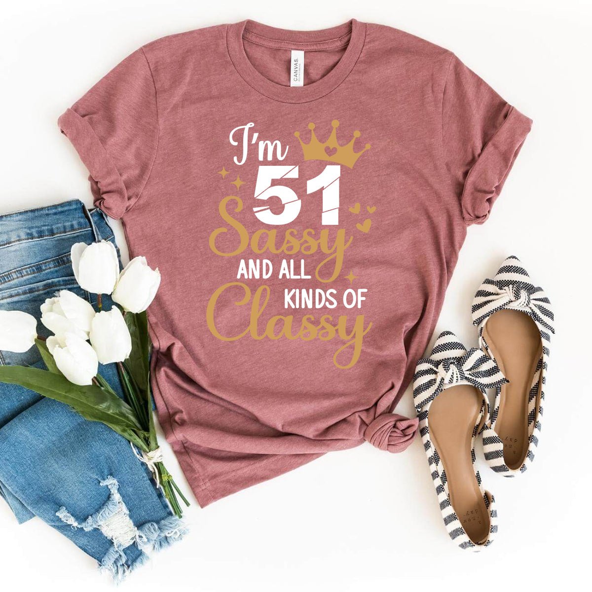 51st Birthday Shirt - Stylish Sassy Birthday Tee for Women - Bliss Birthday Shirts - Heather Mauve - S