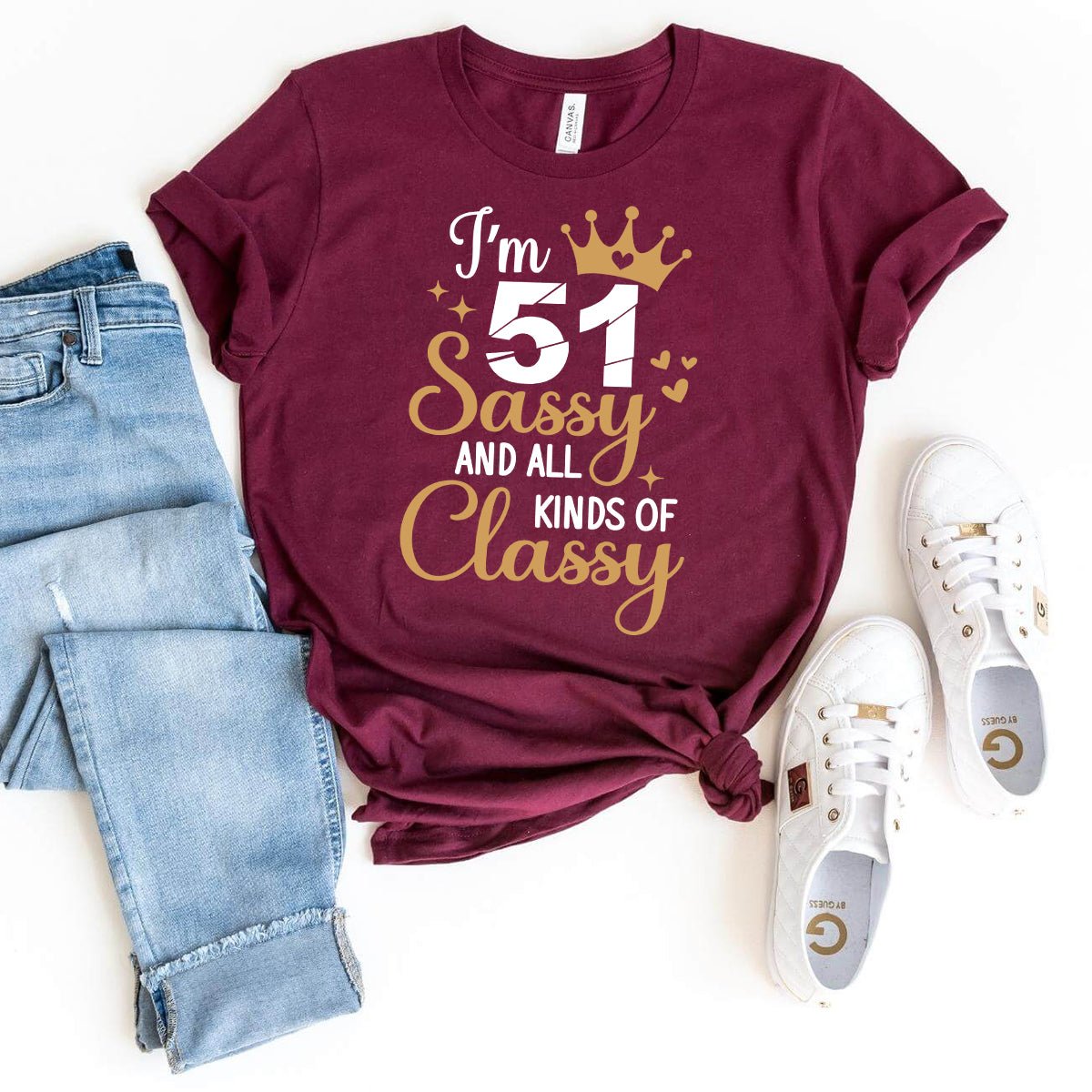 51st Birthday Shirt - Stylish Sassy Birthday Tee for Women - Bliss Birthday Shirts - Maroon - S