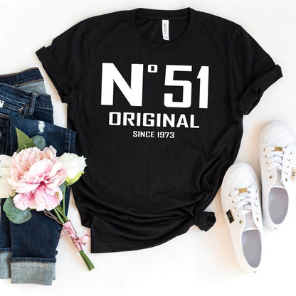 51st Birthday T-Shirt - No. 51 Design Original - Bliss Birthday Shirts - Black - S