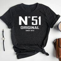 51st Birthday T-Shirt - No. 51 Design Original - Bliss Birthday Shirts - Dark Grey Heather - S