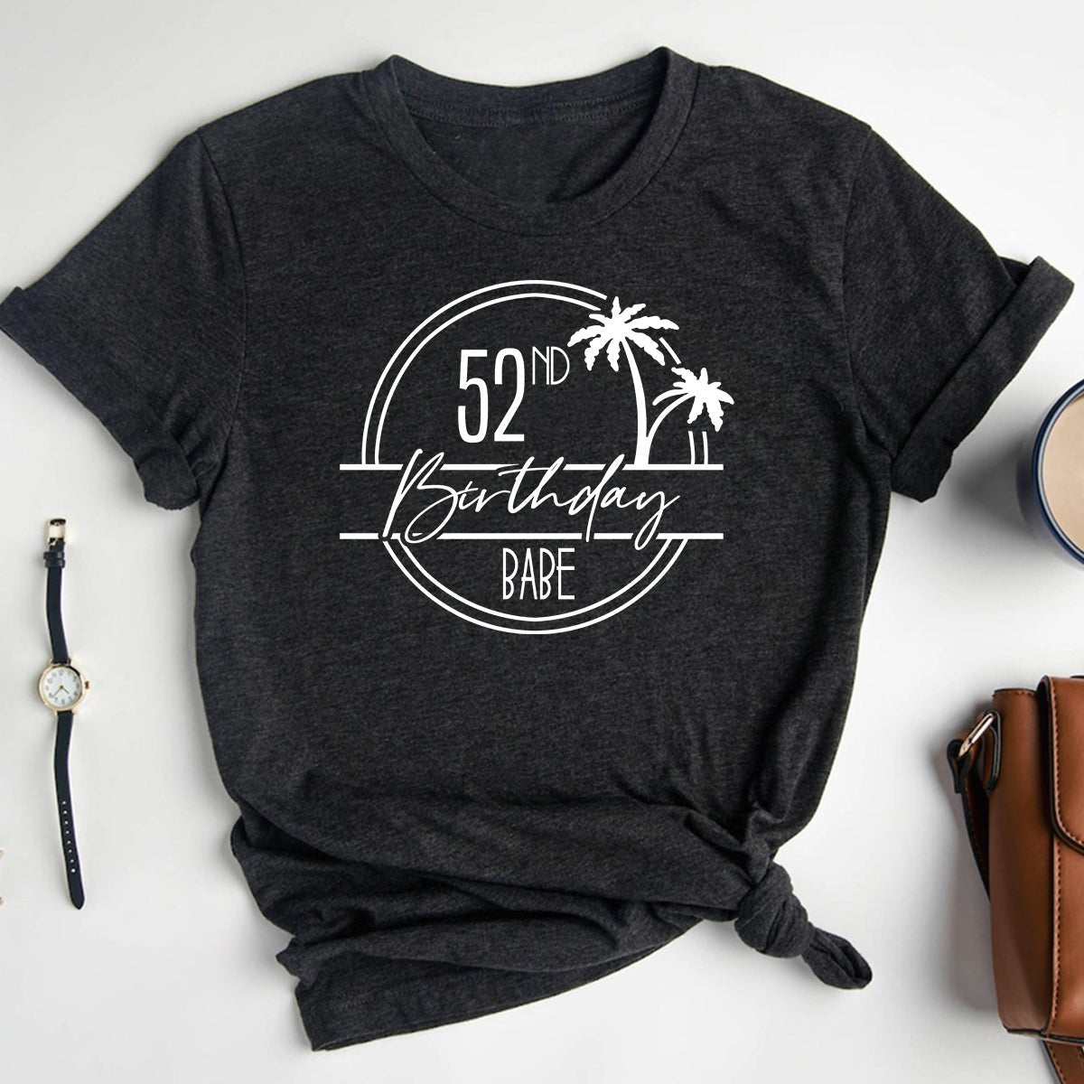 52nd Birthday Babe Premium T-Shirt - Celebrate 52 in Style - Bliss Birthday Shirts - Heather Dark Grey - S