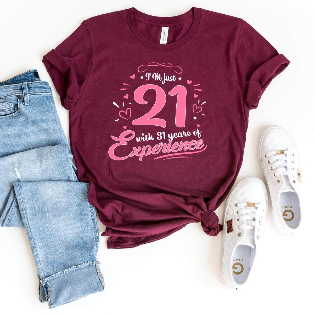 52nd Birthday Shirt - I'm 21 with 31 Years of Experience Premium T Shirt - Bliss Birthday Shirts - Maroon - S