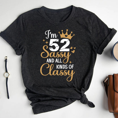 52nd Birthday Shirt - Trendy Sassy Birthday T-shirt for Women - Bliss Birthday Shirts - Heather Dark Grey - S