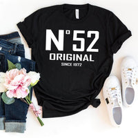 52nd Birthday T-Shirt - No. 52 Design Original - Bliss Birthday Shirts - Black - S