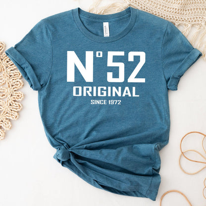 52nd Birthday T-Shirt - No. 52 Design Original - Bliss Birthday Shirts - Heather Deep Teal - S