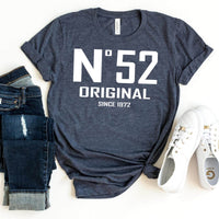 52nd Birthday T-Shirt - No. 52 Design Original - Bliss Birthday Shirts - Heather Navy - S