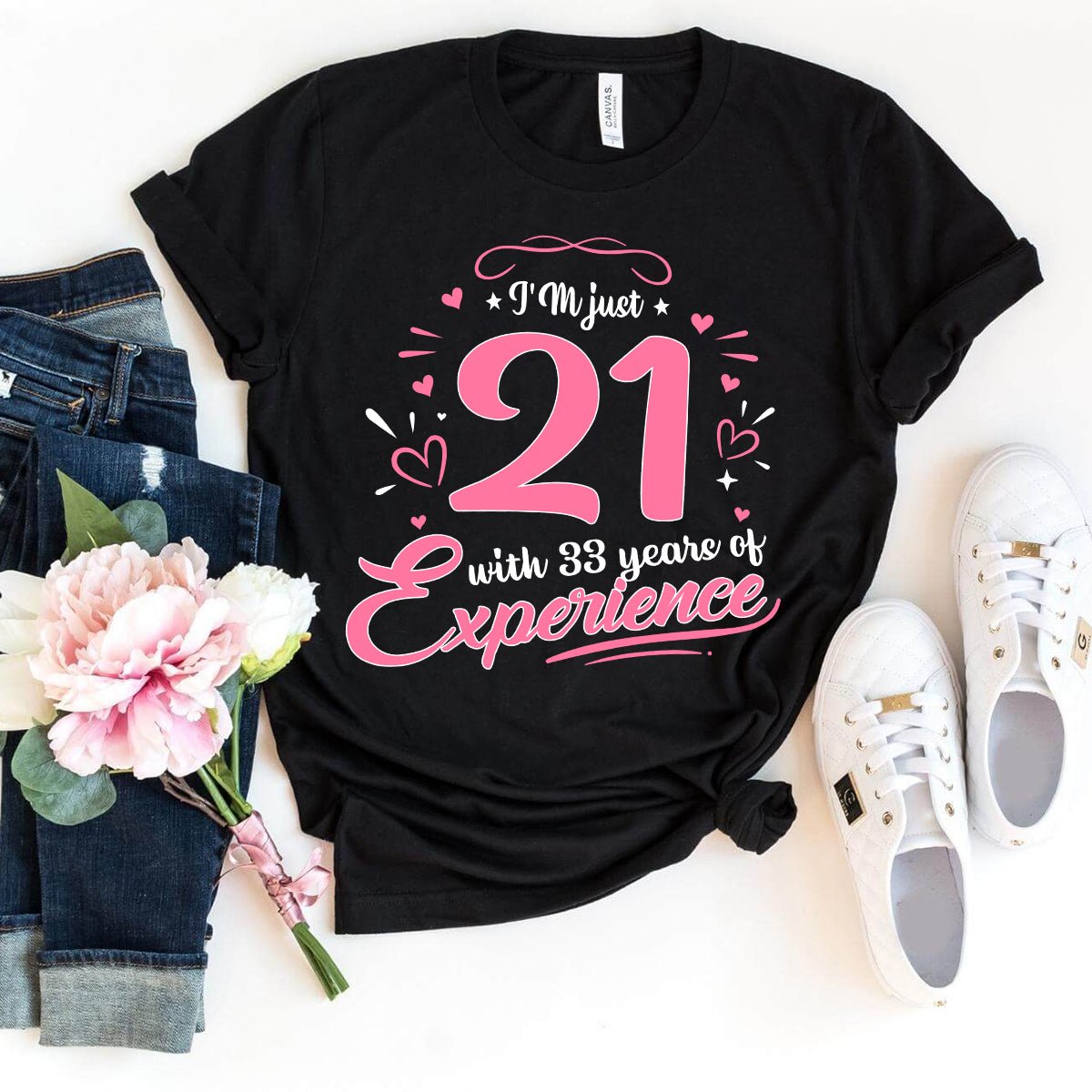 54th Birthday Shirt - I'm 21 with 33 Years of Experience Premium T Shirt - Bliss Birthday Shirts - Black - S