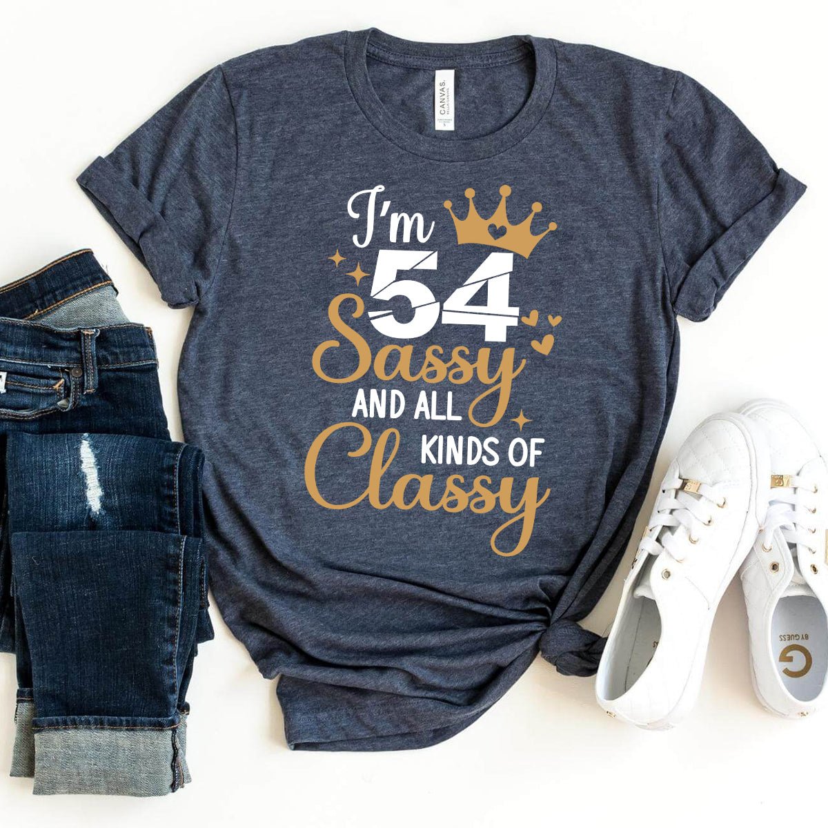 54th Birthday Shirt - Sassy Birthday T-shirt for Women Turning 54 - Bliss Birthday Shirts - Heather Navy - S