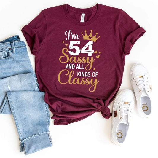 54th Birthday Shirt - Sassy Birthday T-shirt for Women Turning 54 - Bliss Birthday Shirts - Maroon - S