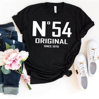 54th Birthday T-Shirt - No. 54 Design Original - Bliss Birthday Shirts - Black - S