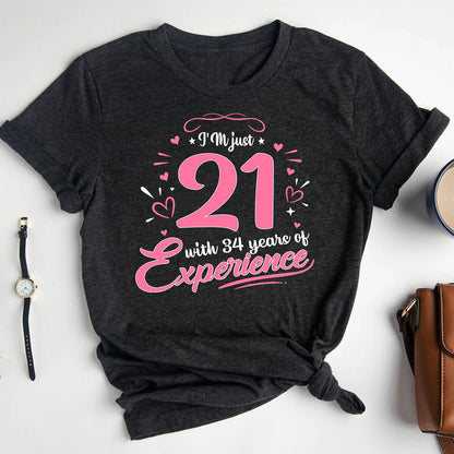 55th Birthday Shirt - I'm 21 with 34 Years of Experience Premium T Shirt - Bliss Birthday Shirts - Heather Dark Grey - S