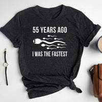 55th Shirt – Fastest 55 Years Ago, Still Going Strong - Bliss Birthday Shirts - Heather Dark Grey - S